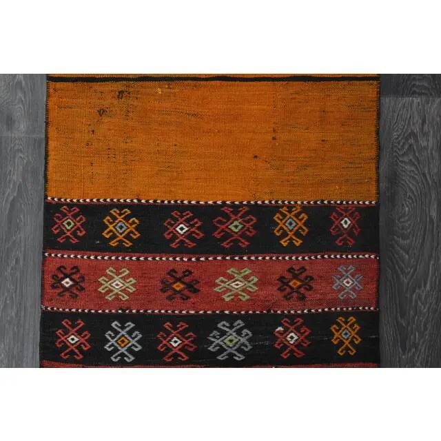 1970s Turkish Oushak Handmade Wool Cotton Red Runner Rug 65x229