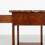 Art Deco Wood and Terracotta Marble Top Nightstand, France 1920s