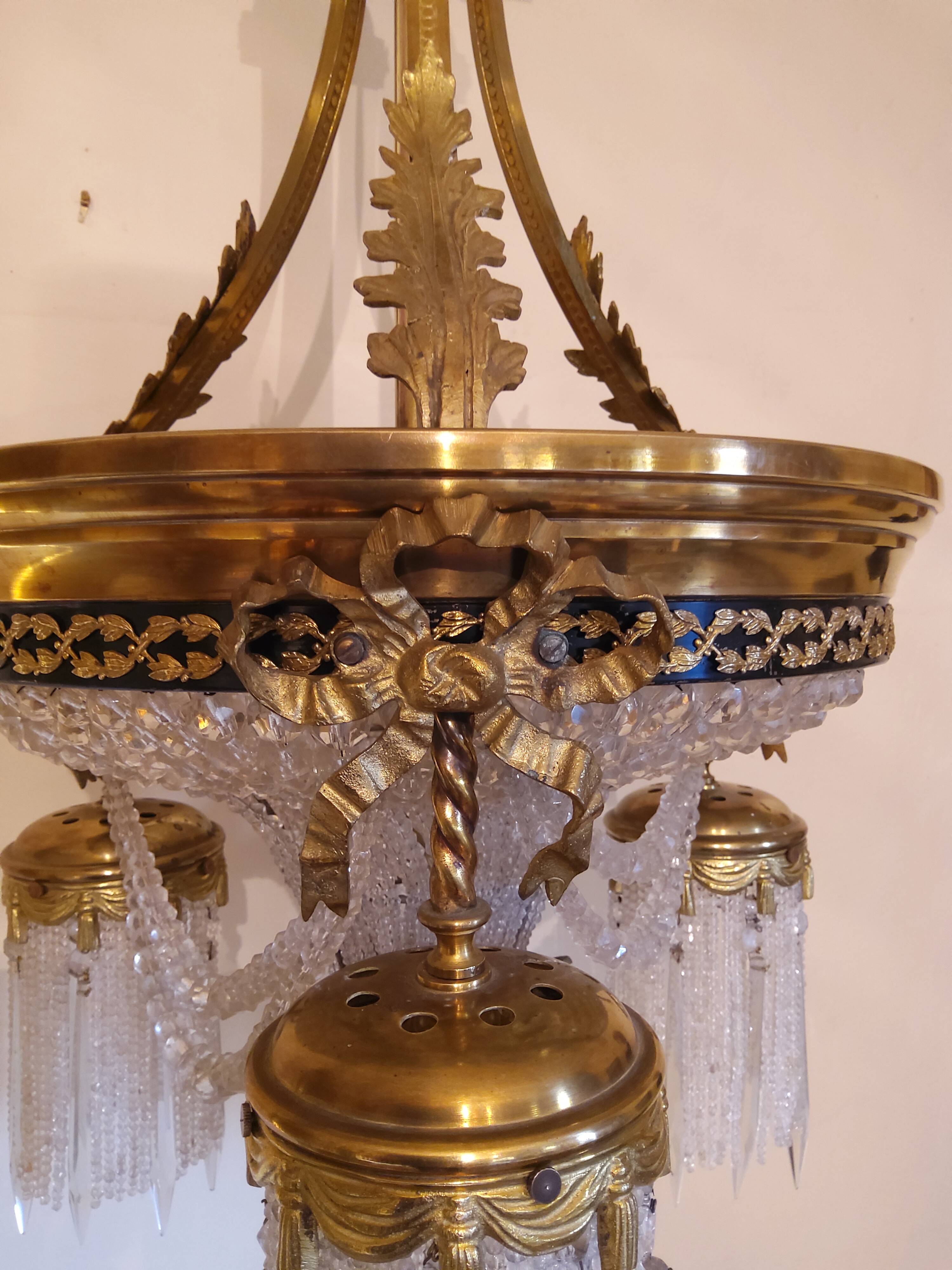 Lustre panier ancien en bronze