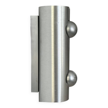 Vintage brushed metal wall lamp, France 1970