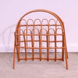 Mid century rattan magazine rack by Jan Kalous for ÚLUV, 1960´s, Czechoslovakia