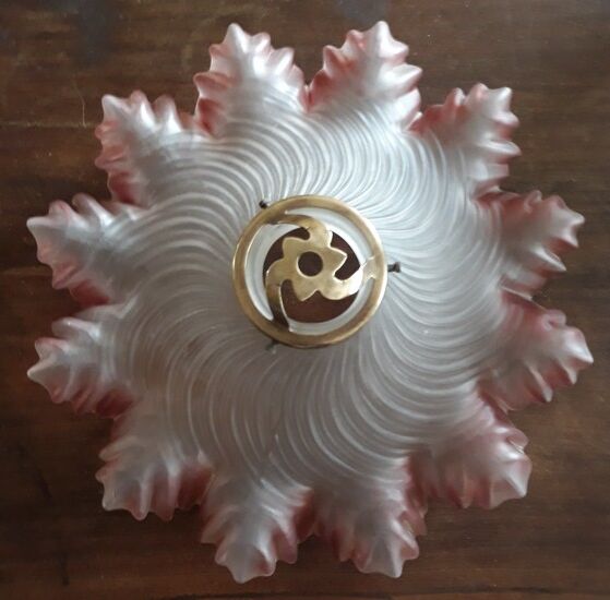 Colorized molded glass lampshade - 50s