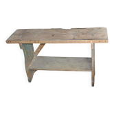 Petit banc de campagne marron en pin massif, époque 1890-1919, style rustique