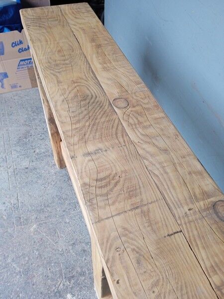 Brutalist console solid wood