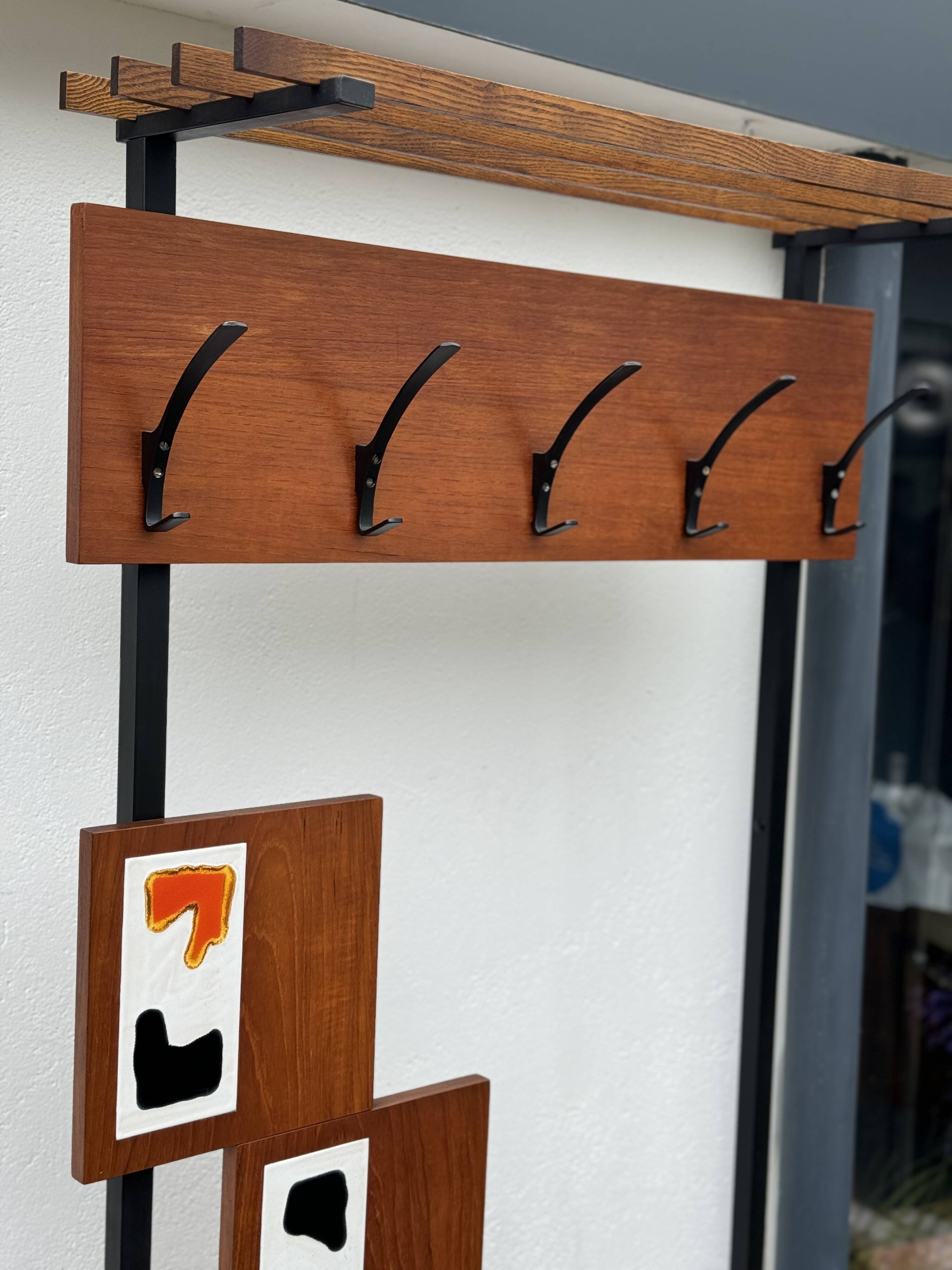 MCM Vintage Teak Coat Rack with Storage Unit