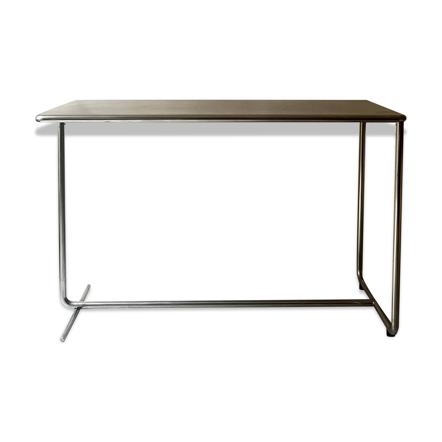 Table à manger, bureau tubulaire moderniste en métal chromé