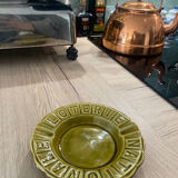 Green ashtray khaki olive National Lottery, Gien france, empty vintage pocket, France
