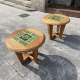 Pair of tables, end of sofa Guillerme and ceramic oak chambron by Boleslaw Danikowski