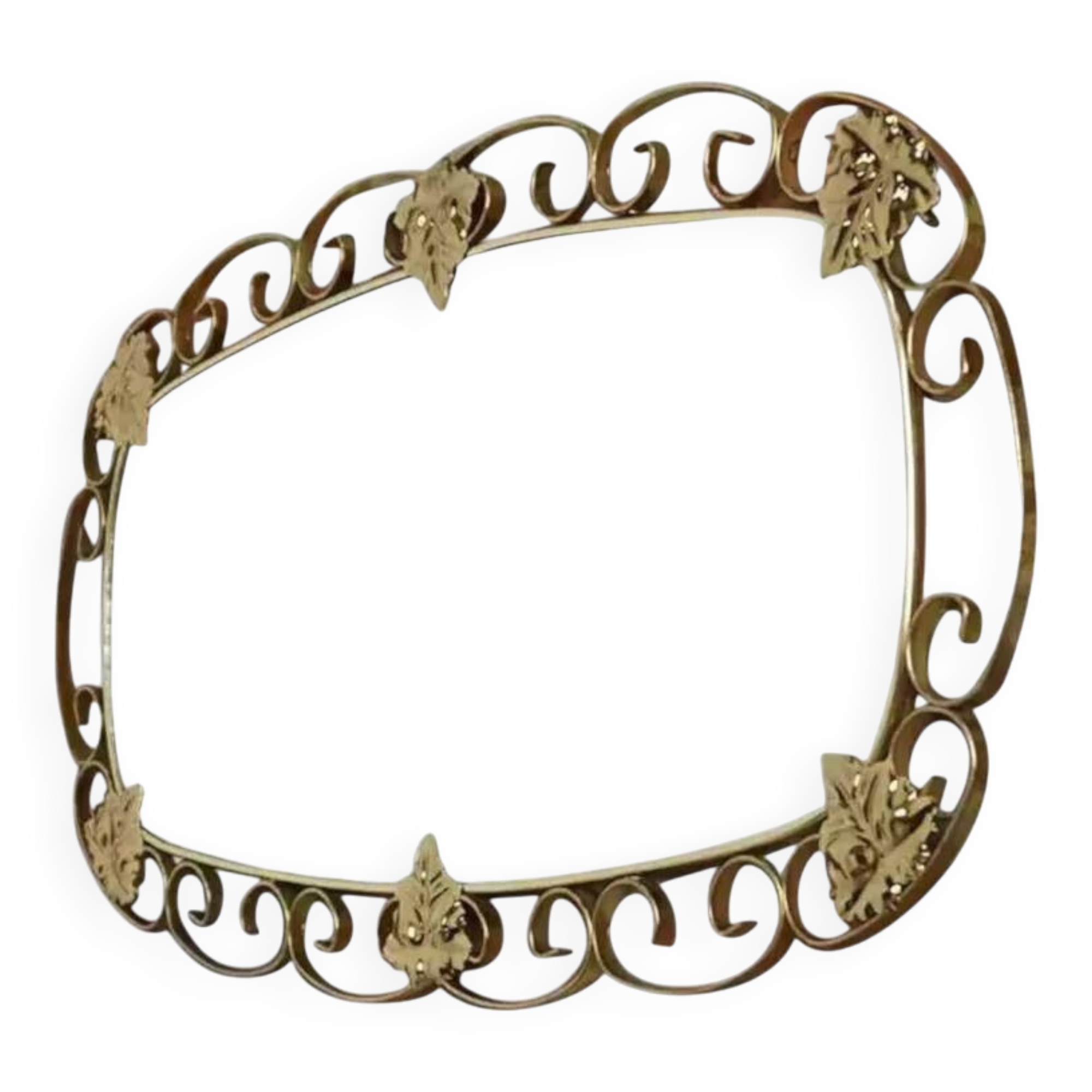 50s oval brass mirror - 38x69cm