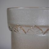 1950s Italian Pressed Glass Vase With Leaf Pattern