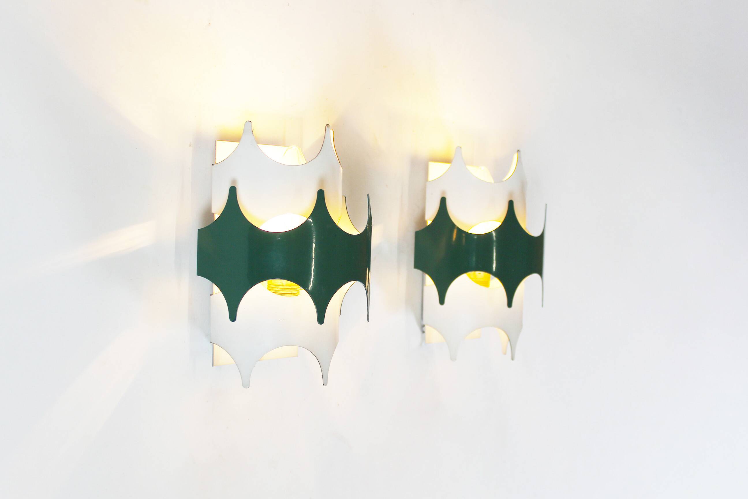 Pair of 1970’s modernist Space Age wall sconces by Doria Leuchten