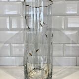 Fluted glass vase engraved on the wheel - 50s