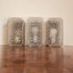 Lot de 3 appliques vintage noires et verre ciselé