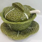 Vintage Cabbage-Shaped Tureen (Majolica/Barbotine)