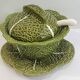 Vintage Cabbage-Shaped Tureen (Majolica/Barbotine)