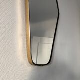 Miroir rétroviseur hexagonal 49x33cm vintage 1960