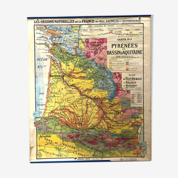 Carte ancienne Pyrenées bassin aquitain