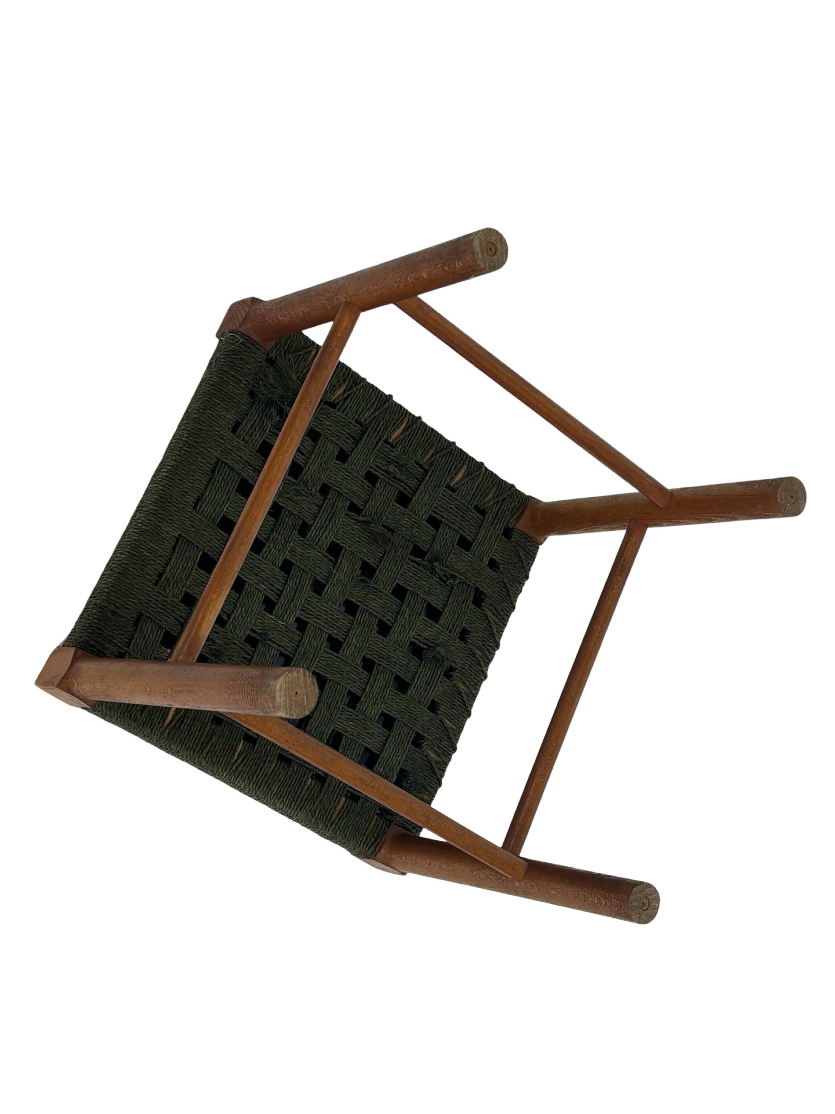 Vintage Stool Danish Papercord Rope Stool Mid Century