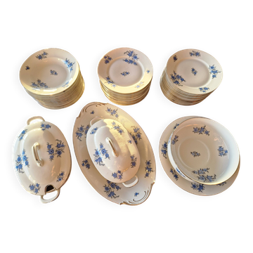 Service de vaisselle Art Dèco en porcelaine, Legrand Limoges 41 pièces
