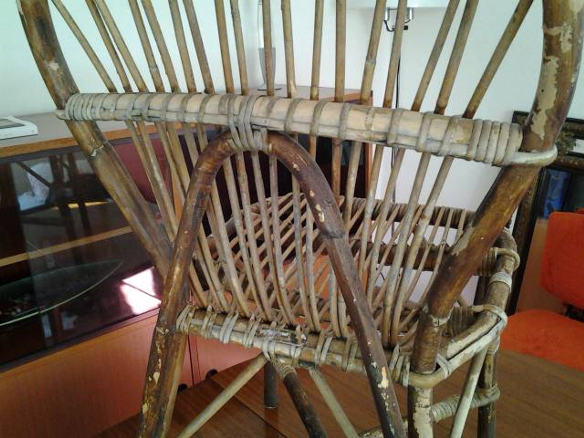 Chair in bamboo and rattan Audoux Minnet Golf Juan of the 1950s