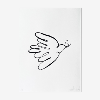 "Le chant du ciel "  - Fait main à l'acrylique noir en édition limitée par Atelier Agapé