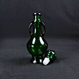Vintage 70s green Empoli glass genie carafe bottle