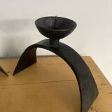 Pair of brutalized wrought iron candlesticks