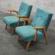 Paire de fauteuils bleu nuancé vert tchèque 1960
