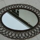 Miroir en rotin ovale 48x36.5 années 60 - 70