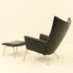 Wing chair & matching ottoman – CH445 & CH446 – by Hans Wegner