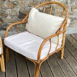 Pair rattan armchairs