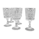 Cinq verres à vin en cristal ciselé - Verres vintage années 60