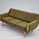 1970s, Danish 3-seater sofa, original very good condition, green furniture fabric, oak