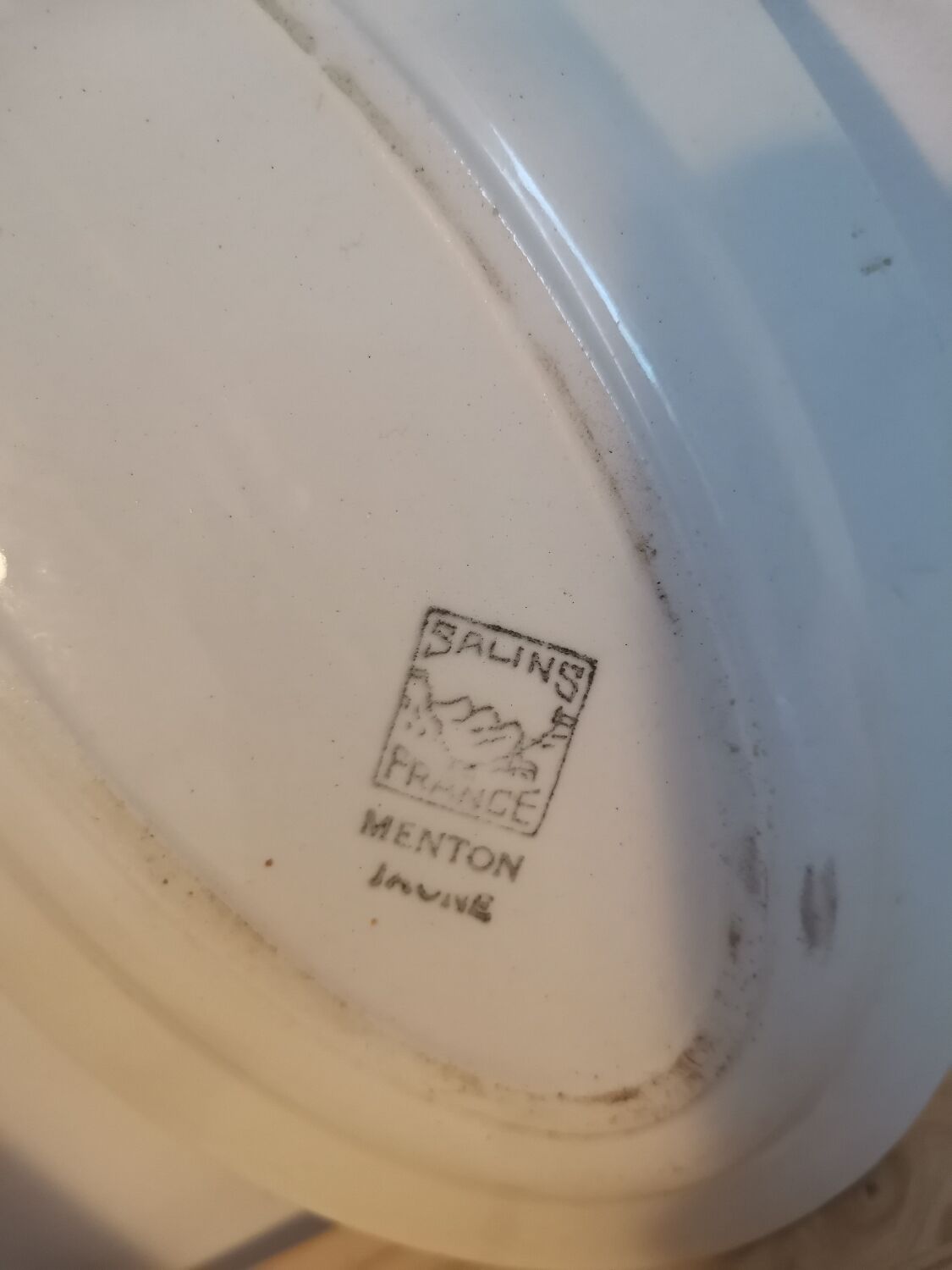 Oval plate ravier vintage salines France tiles chin yellow