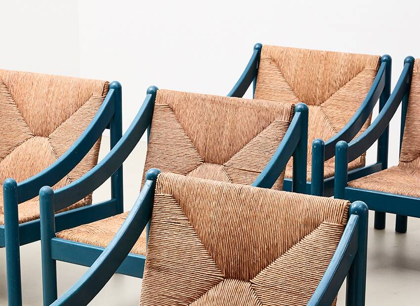 Vico Magistretti Pair of Carimate Lounge Chairs + Stool for Cassina Italy 1960s
