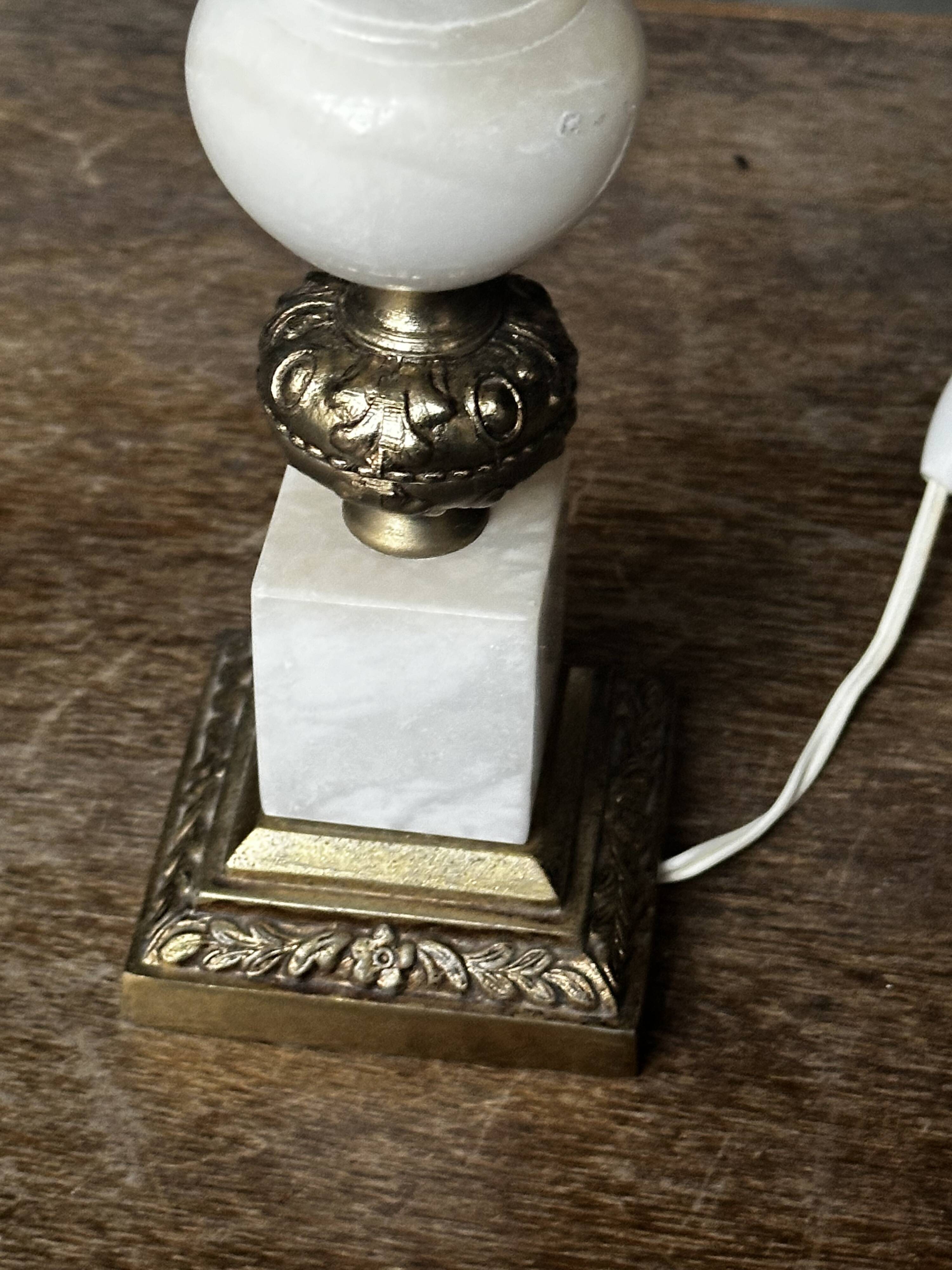Vintage Alabaster and Brass Lamp Base H 30 cm