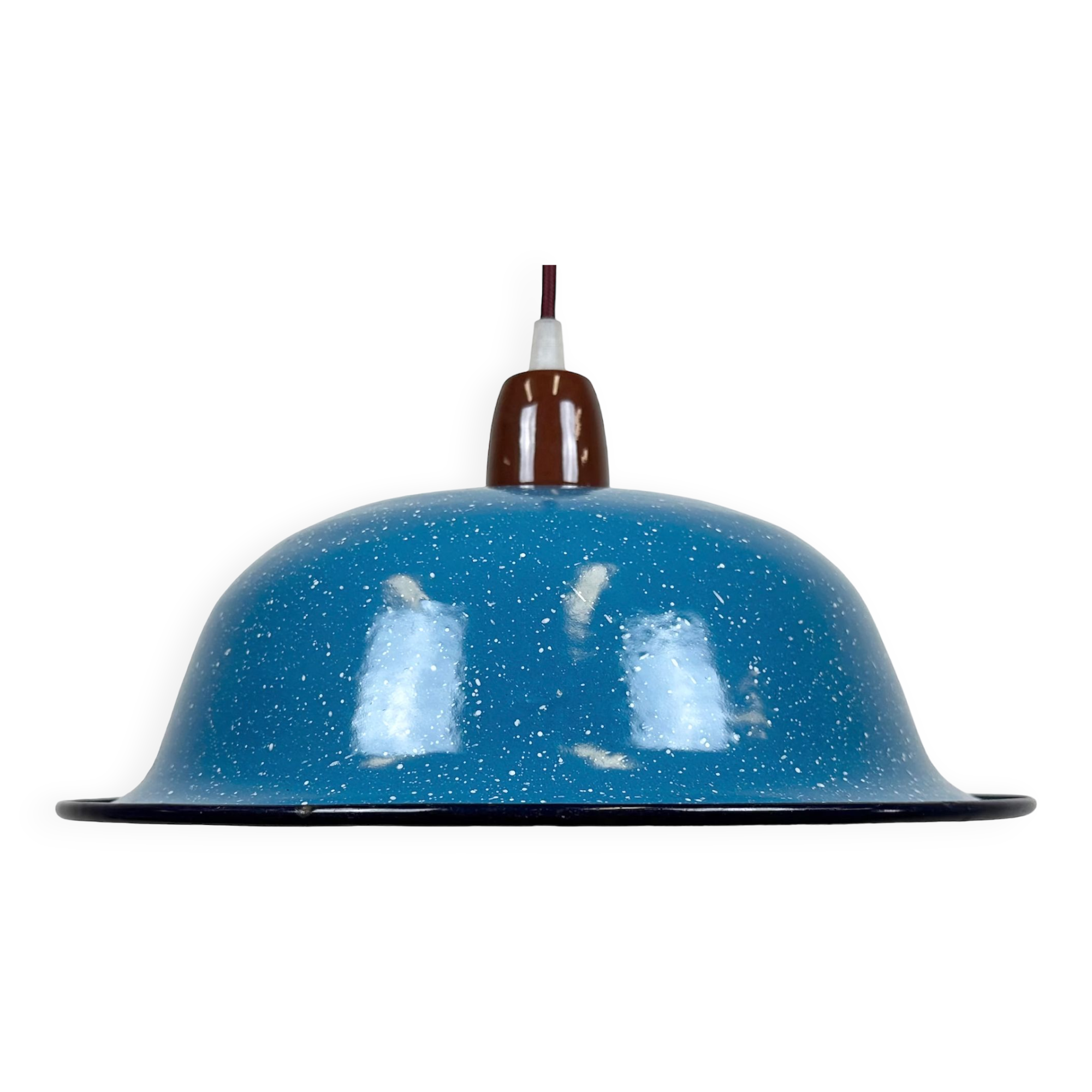 Industrial Factory Blue Enamel Ceiling Lamp, 1960s