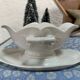 Antique porcelain gravy boat with bamboo motif