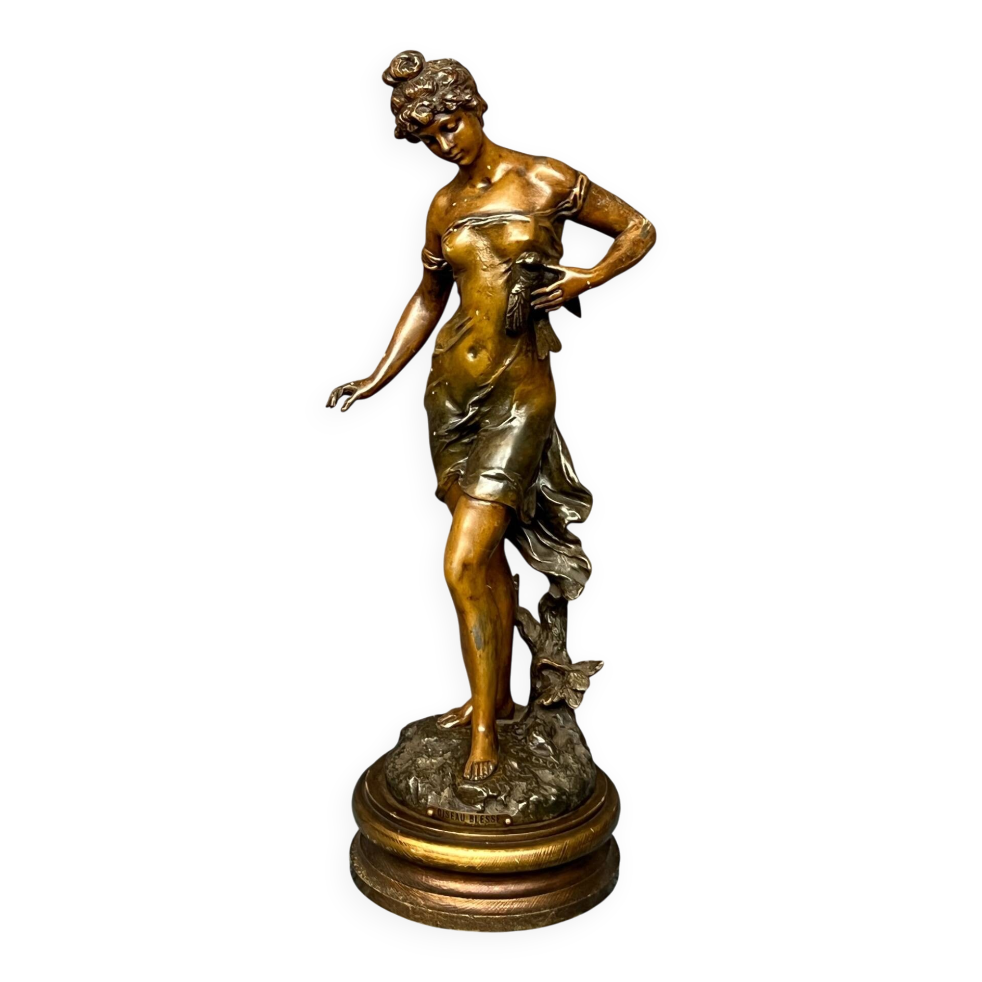 Charles Octave Levi (1820-1899). Figure of a girl with a bird.