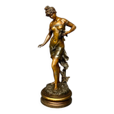 Charles Octave Levi (1820-1899). Figure of a girl with a bird.
