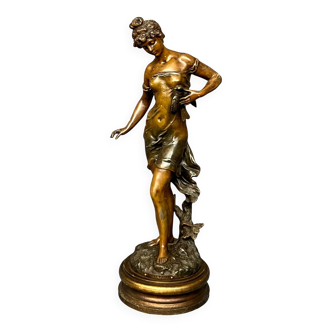 Charles Octave Levi (1820-1899). Figure of a girl with a bird.