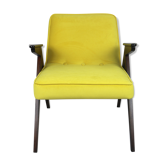 Fauteuil jaune vintage par Józef Chierowski, années 1970