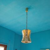 Vintage glass and brass suspension, vintage chandelier.