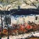 Large Original Swedish Oil on Panel – “Landscape with Houses and Trees” by Stig Hallblom – Signed – Vintage & Framed 90×59.5cm (35.4"×23.4")
