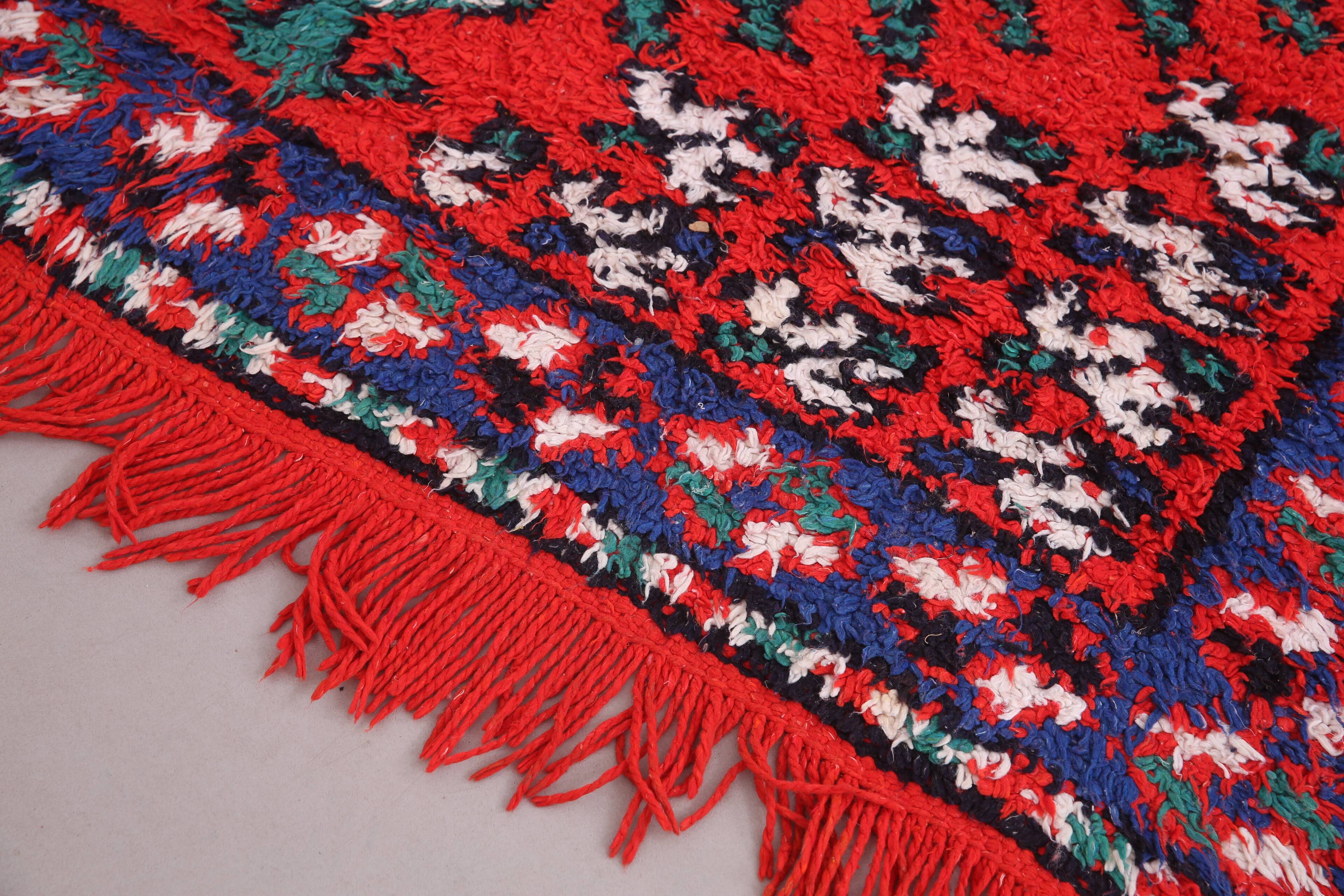 Red Vintage Moroccan Rug 167 x 190 cm - Berber Wool Rug - Handmade Rug Boho