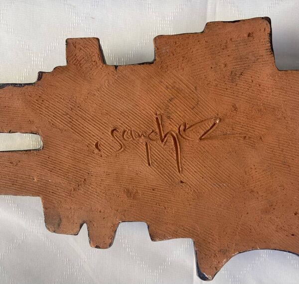 Plaque murale en céramique par F. Sanchez années 60