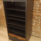 Black and wood curtain filing cabinet