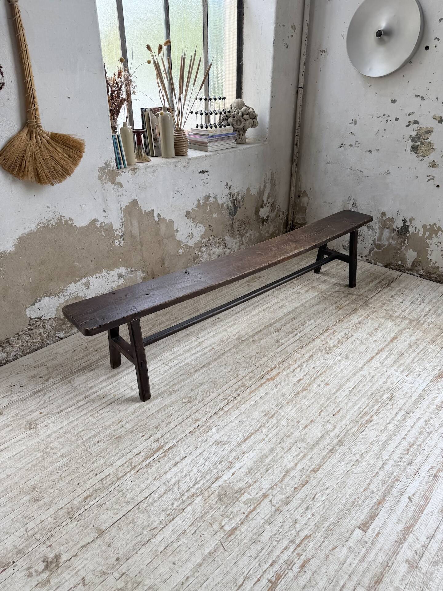 Dark patinated 1900 bench 220cm