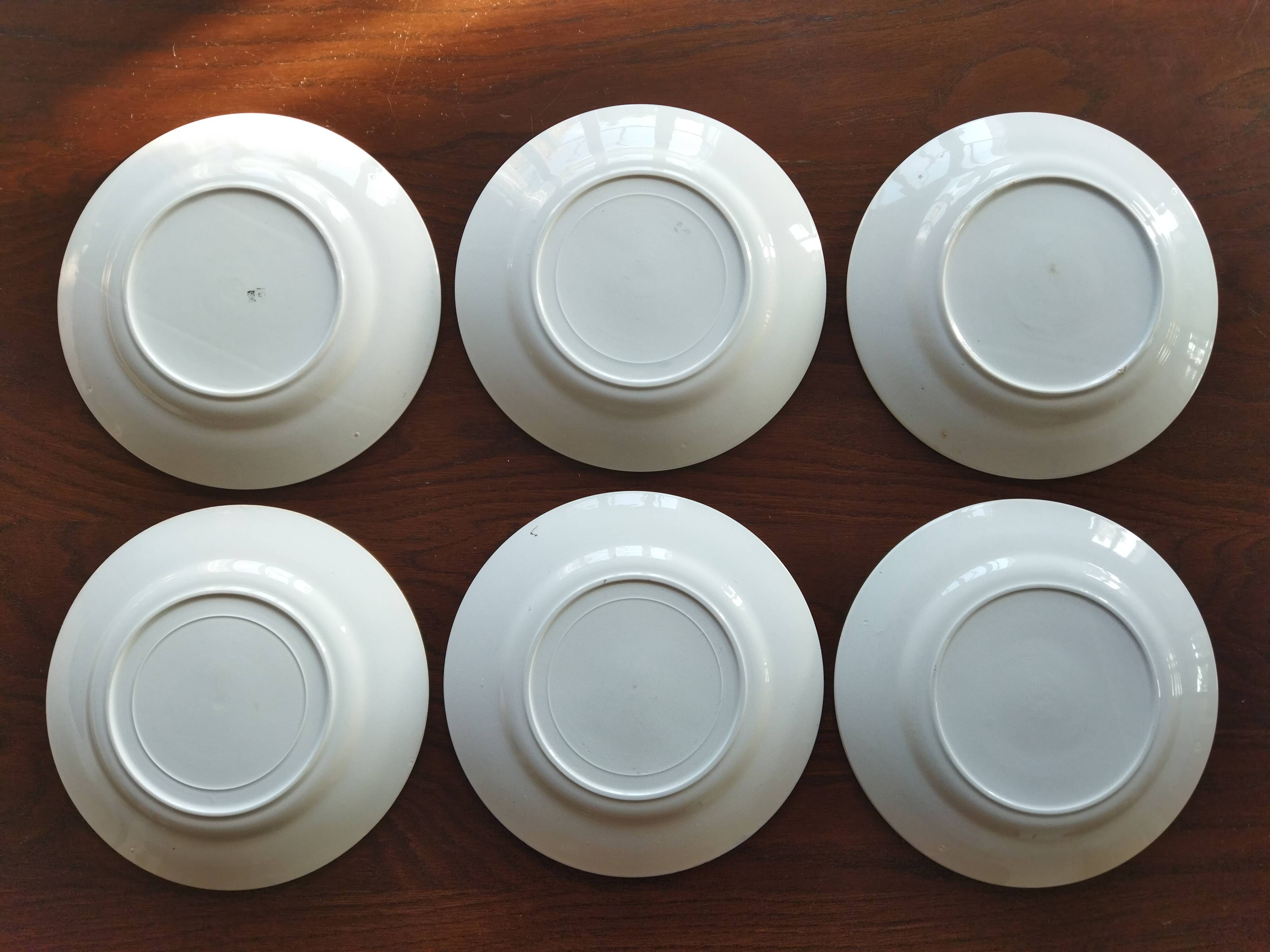 6 assiettes plates Fenal Badonviller "Oiseaux" vintage années 1950