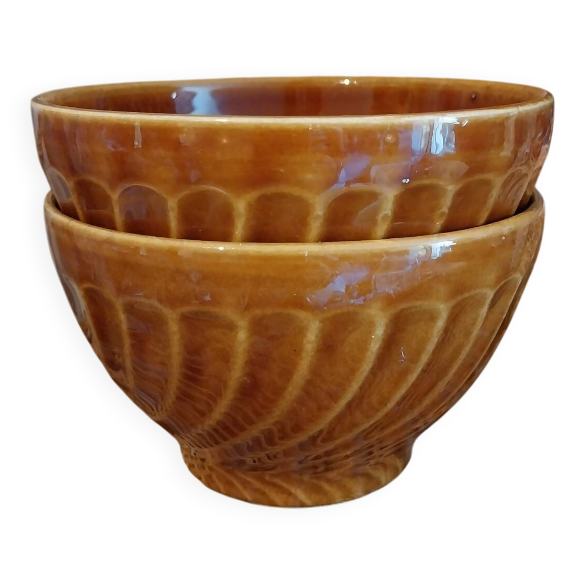 Antique faceted earthenware bowls